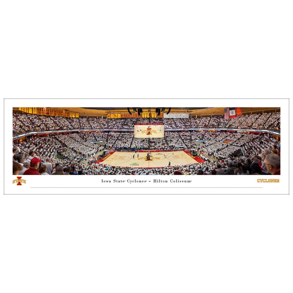 Iowa State Cyclones Basketball Panoramic Hilton Coliseum Poster (Tubed 13.5"x40")